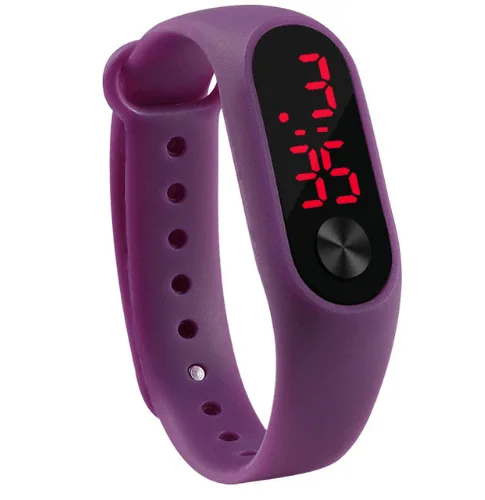 Водонепроницаемые цифровые часы для девочек и мальчиков, наручные часы, электронный светодиодный, спортивные наручные часы с подарками - Цвет: Фиолетовый