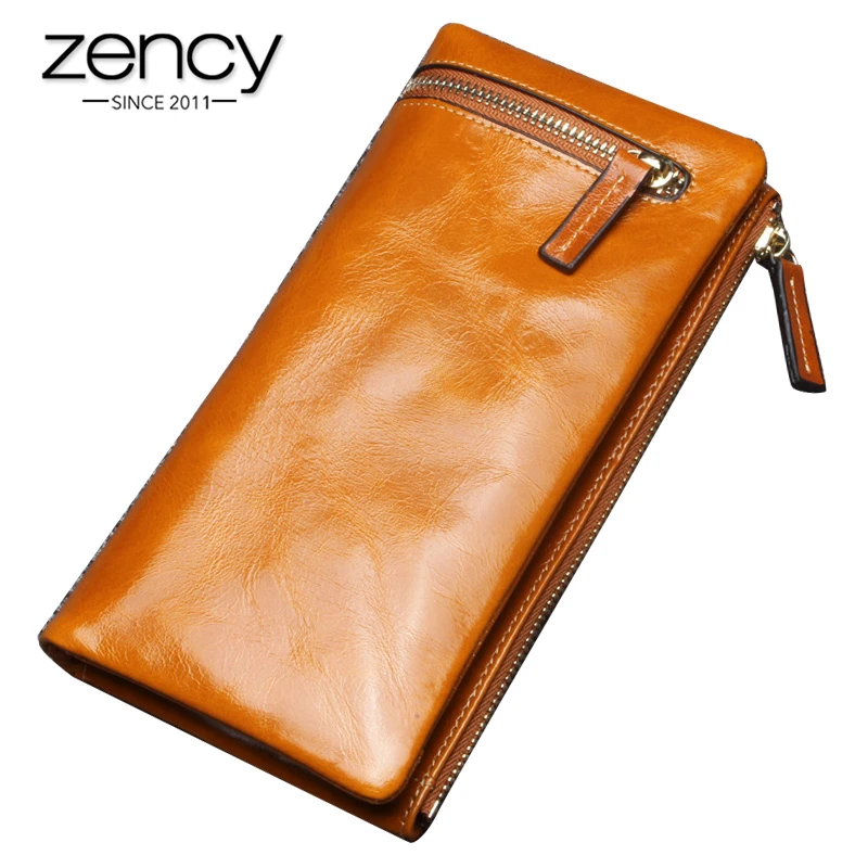 Zency Fashion Women's Wallets Made Of Genuine Leather Large Capacity Coin  Purse Card Holders High Quality Long Wallet Black Blue|Wallets| - AliExpress