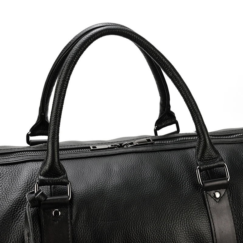 Black Leather Travel Bag For Men