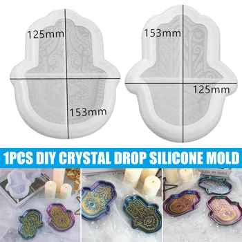 

Newly Silicone Crystal Epoxy Resin Hand Palms Dishes Mold DIY Hand of Fatima Mold Eye of God Mould TE889