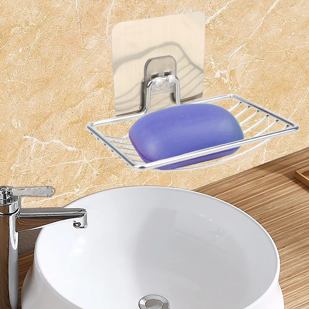 Bathroom Tray Wall Storage Rack Holder Soap Dish Rack Soap Holder Shower Soap Tray Stainless Steel Self Adhesive