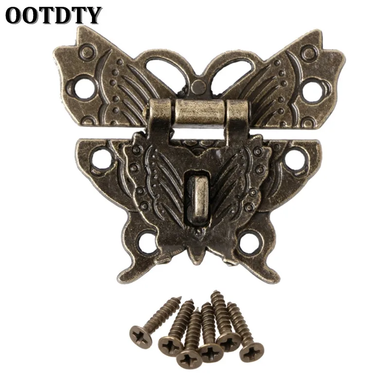 

Beautiful Butterfly Design Antique Bronze Hasp Latch Jewelry Wooden Box Lock Cabinet Buckle Case Locks Handle Hardware Accessory