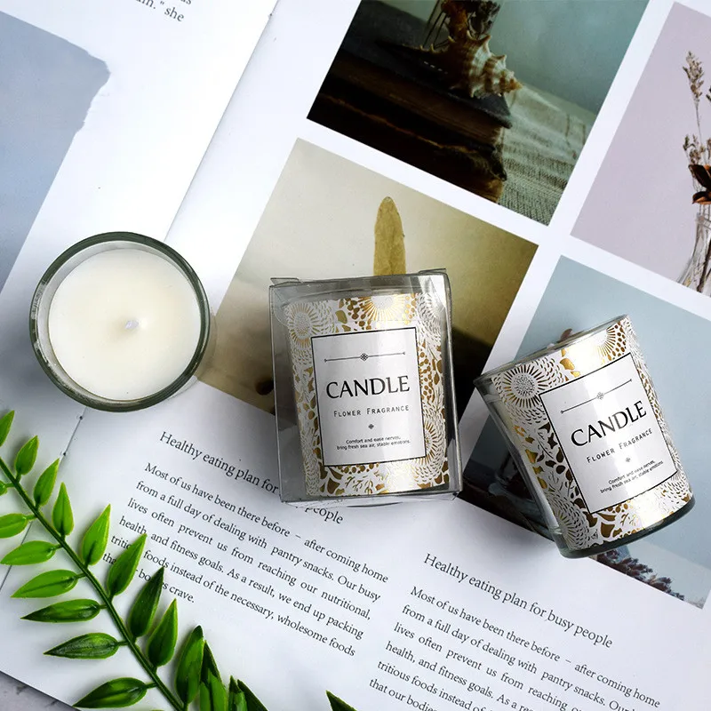 Aromatherapy Candle Cup Fragrance Set Custom Souvenir Box Soy Wax Candlestick PVC Christmas Romantic Decorations | Дом и сад