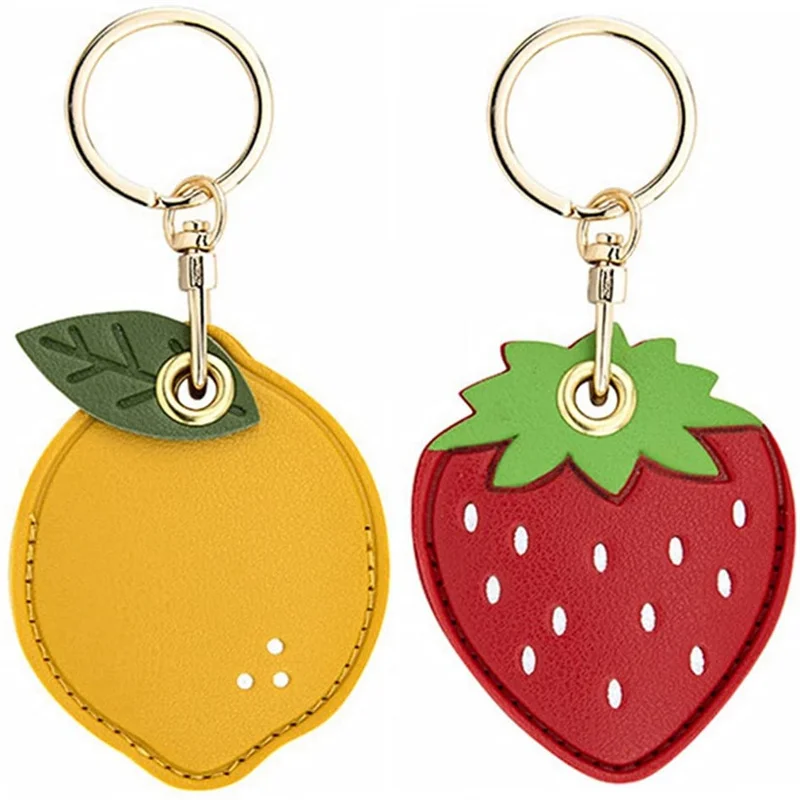 

Cute Strawberry Lemon Case for Apple Airtag Protection PU Leather Cover Pendant GPS Anti-lost Keychain Case Pet Dog Cat Collar