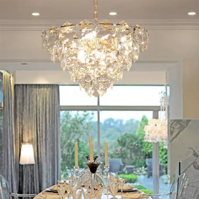 

Modern Crystal Led Chandelier Lighting Gold Metal Living Room Led Pendant Chandeliers Lights Dining Room Hanging Lamp Fixtures