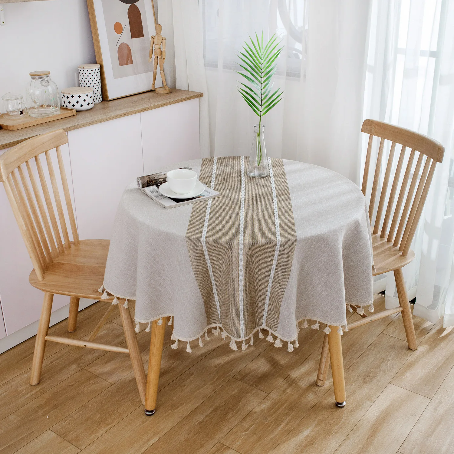  GIANTEX Decorative Table Cloth Cotton Tablecloth Round Tablecloths Dining Table Cover Obrus Tafelkl