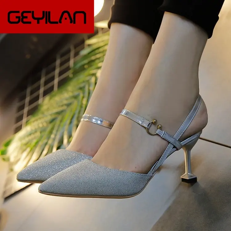 

2019 New Style Thin Heeled Cat with High Heel Shoes Pointed-Toe Closed-toe Sandals Women's Summer Europe And America Versatile S