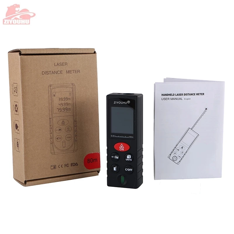 80M Laser Beam Rangefinder Multiple Measurement Modes Electronic Measure Tape Range Finder Vertical Bubble Distance Measurer