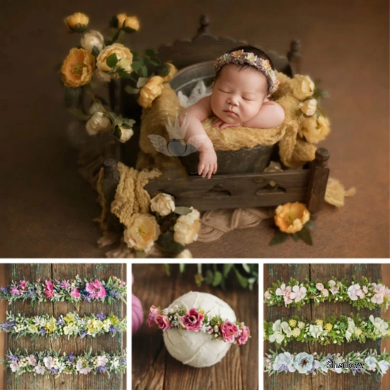 Newborn Photography Props Baby Flower Hairband Handmade Baby Headband Full-moon Baby Photo Shoot Accessories Baby Headdress