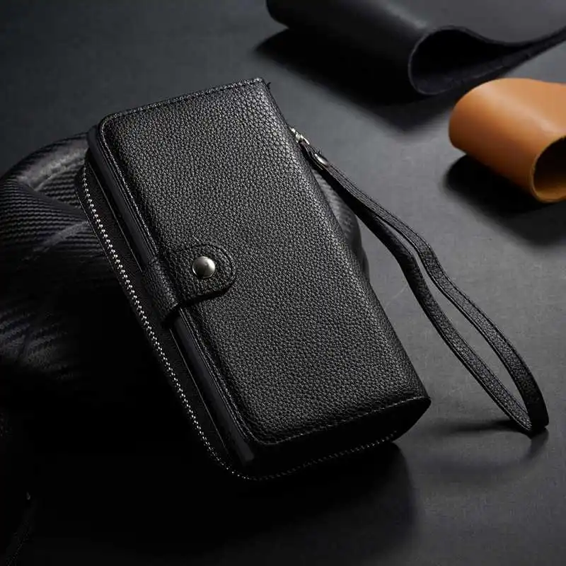 

Note10 Zipper Purse Case For Samsung Note 10 Plus 10Plus Cover Handbag Pouch PU Leather Detachable Phone bags Wallet Case