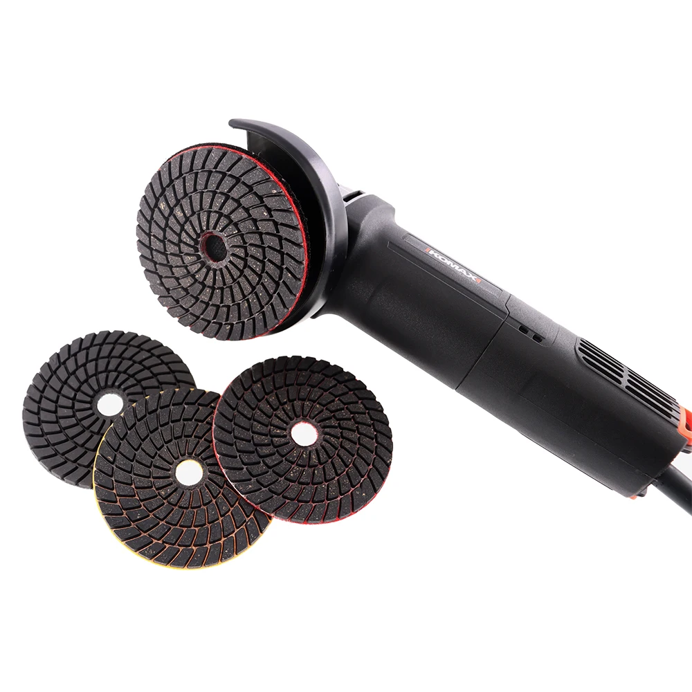 3PCS 4인치 스톤 폴리싱 패드 슈퍼 3단계 습식 폴리싱 패드 화강암 대리석 혼합 재료 연마 디스크