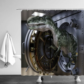 

Fierce Dinosaur Battle 3D Print Shower Curtain Waterproof Bathroom Curtain Shower Accessories Decor Creative Bath Curtain