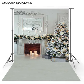 

Mehofond Photography Backdrop Christmas Tree Fireplace Gift Candle Home Decoration Backdrops Baby Portrait Prop For Photo Studio