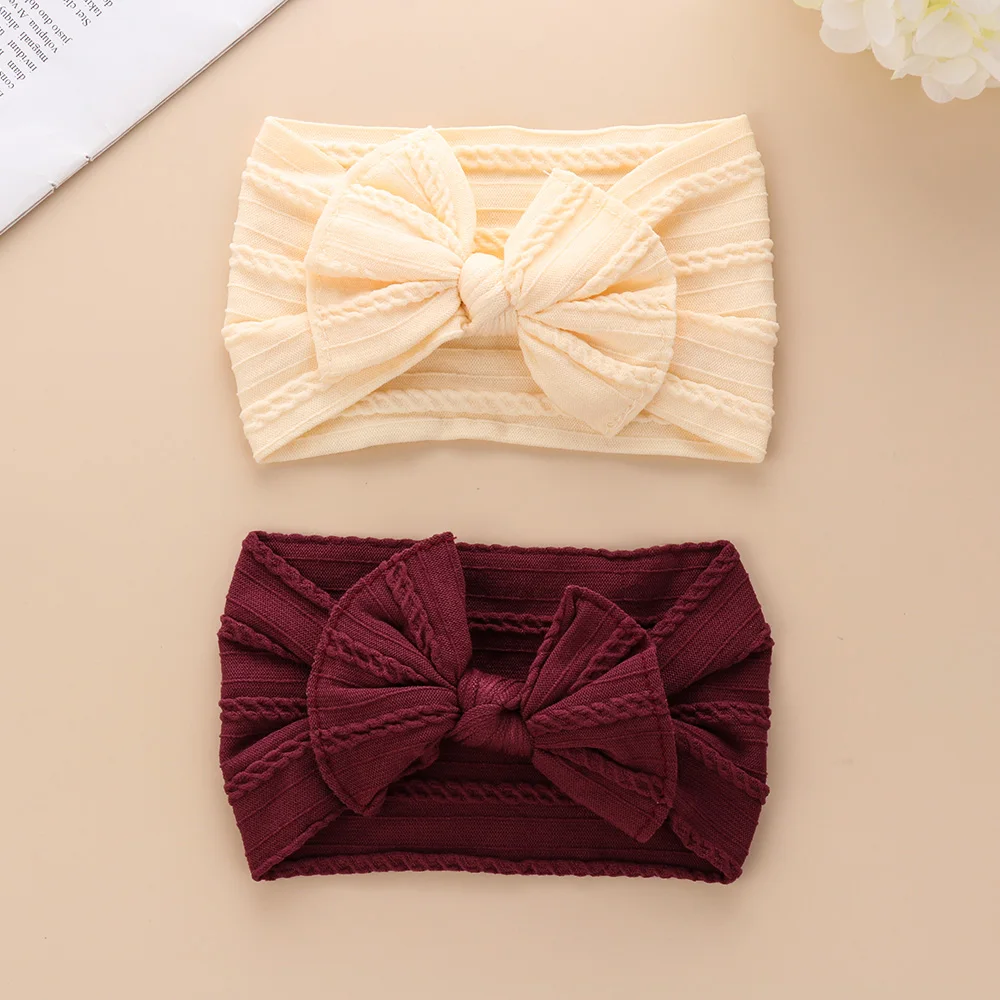 8 Styles Newborn Baby Nylon Headband Cute Kids Solid Stretch Knotted Turban Toddler Bowknot Hair Accessories Children Head Wrap