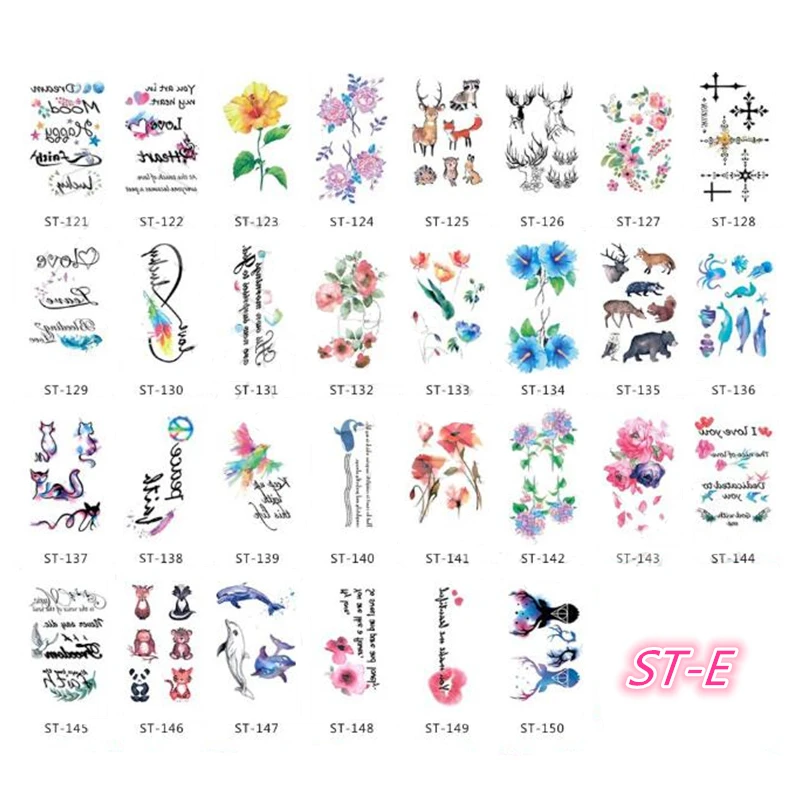 30pcs/lot Flower Rose Waterproof Temporary Tatoos Sticker Cute Panda Animal for Adults Body Face Art Women Water Transfer Tattoo|Временные