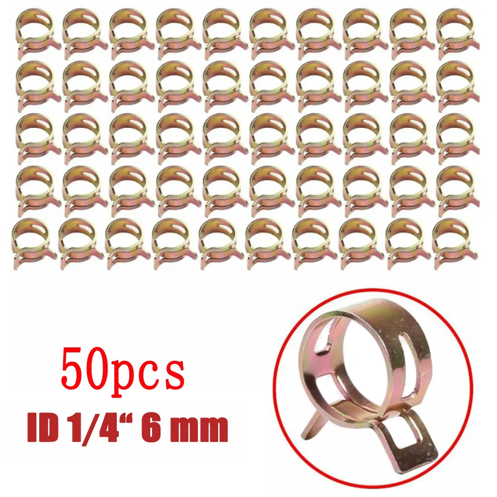 50pcs 1/4" 6mm car Spring Clip Fuel Oil Line Silicone Vacuum Hose Clamp brand new Fuel Oil Line Spring Clips kit