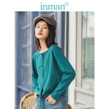 INMAN, Осень-зима, Новое поступление, элегантный минимализм, свободный, шнуровка, однотонный, литературный женский кардиган