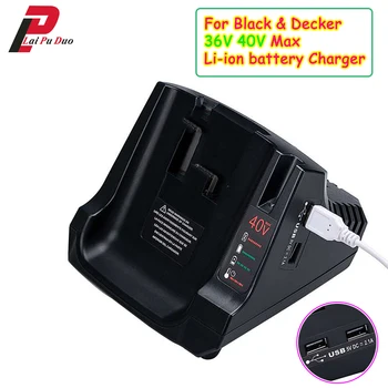 

For Black & Decker 36V 40V Max lithium ion Battery Fast Charger LCS40 LCS36 With Dual USB LBX2040 LBXR36 LBX36 LBXR2036 LBX1540