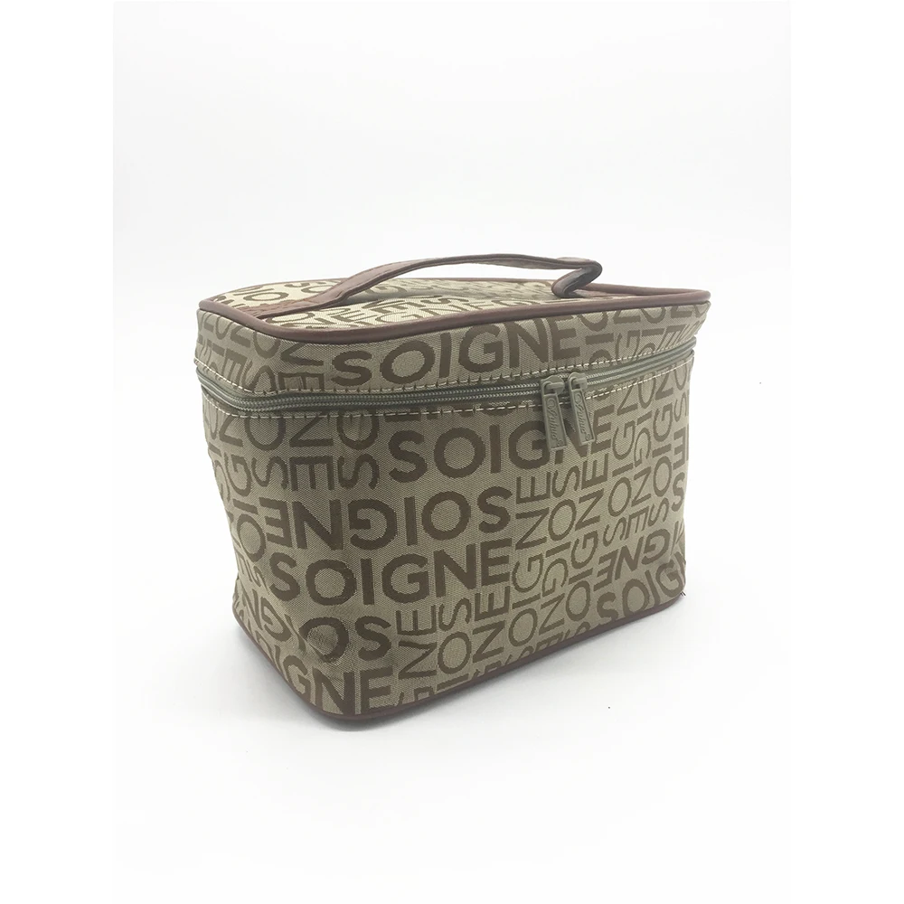 

WOMAN TWO ZIPPERS COSMETIC BAGS PU LEATHER HANDLE ORGANIZER MAKEUP BAG FOR LADY GIRLS WOMEN GOOD QUALITY GUARANTEE