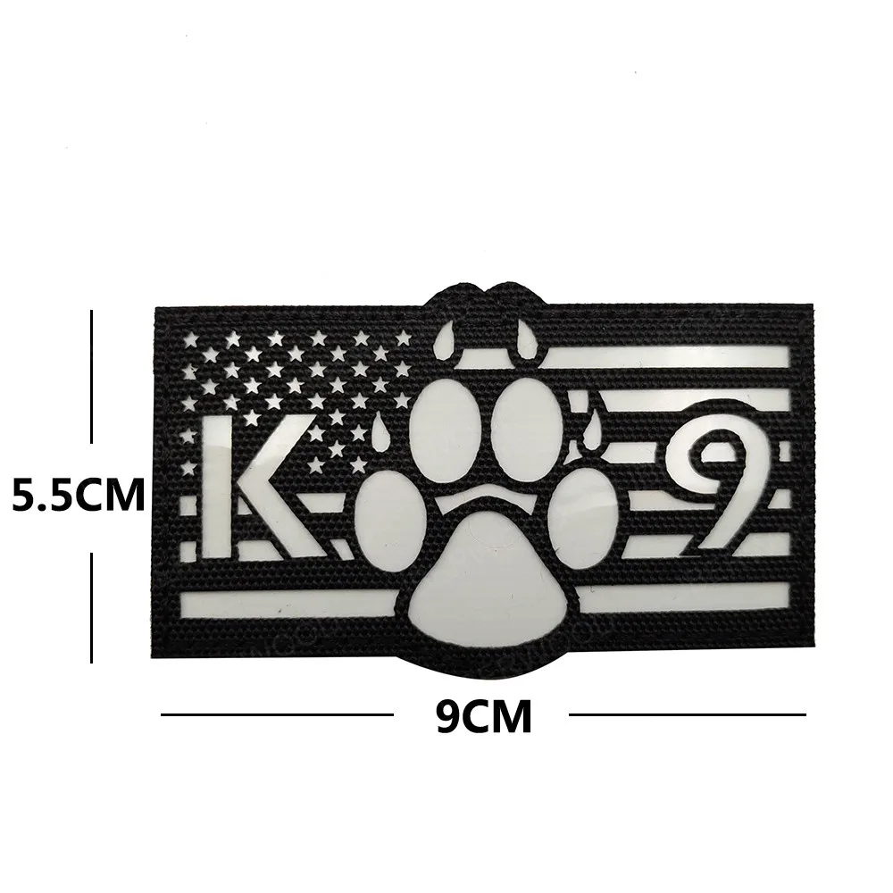 american USA flag police dog handler K-9 olive drab OD hook&loop patch
