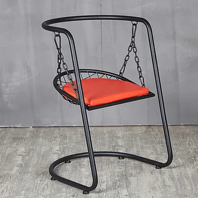 Black red leather Скандинавское обеденное кресло железное современное домашнее модное кресло-качалка для дома, кухни, гостиной, американского балкона, кресло для завтрака, гостиной - Цвет: Black red leather