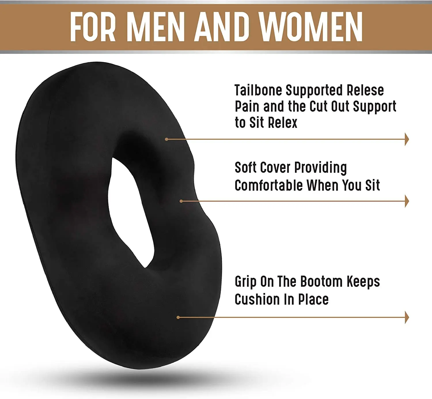 Memory Foam Donut Seat Cushion Comfort Sofa Tailbone Orthopedic Foam Anti Hemorrhoid Massage Tailbone Pillow for Car Office 2