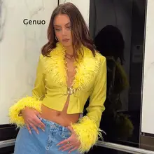 

European and American Autumn and Winter New Solid Color Pu Leather Cardigan Long-Sleeved Buckle Fur Collar Casual Women's Blouse