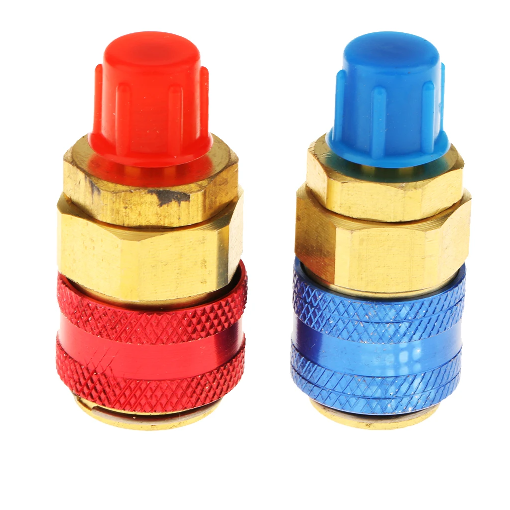 2 Pieces Car A/C R134a System High Low Quick Couplers Connectors Adapter