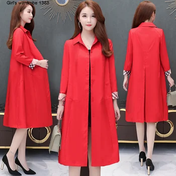 

Windbreaker women's middle and long style autumn 2020 new fashion trend temperament with waist closing and thin net red coat