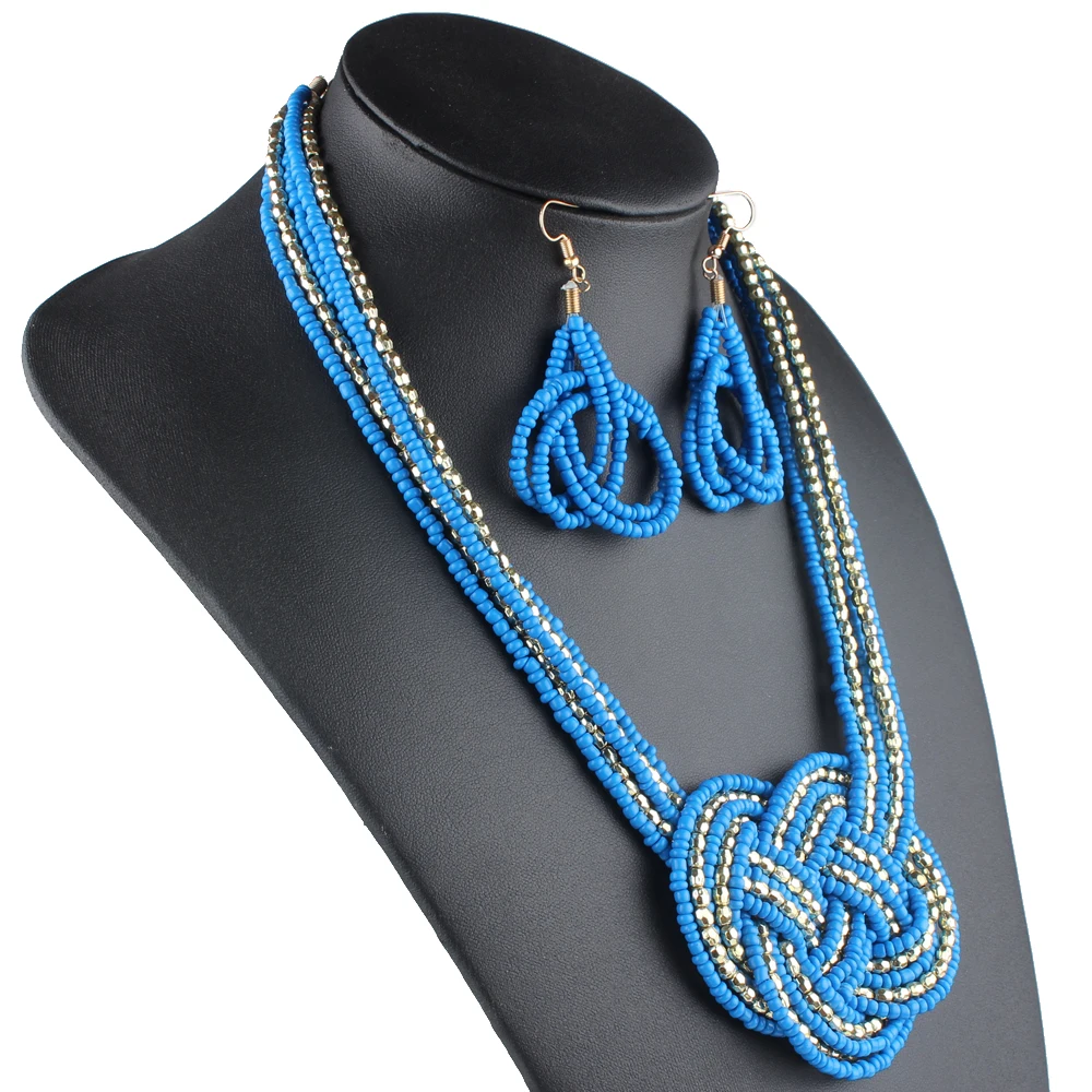 Claire jin богемное ожерелье и серьги Модные Ювелирные наборы бусины в стиле бохо узел серьги ожерелье s для женщин Ethnique Collier bijoux