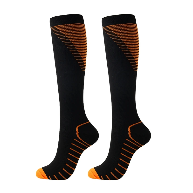 Men Women Knee High/Long Compression Socks Support Stretch Outdoor Running Snowboard Solid Color Long Socks 15-20 mmHg