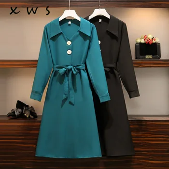 

plus size women dress 2020 elegant casual long sleeve v neck long dress women vestidos fashion loose autumn winter dress