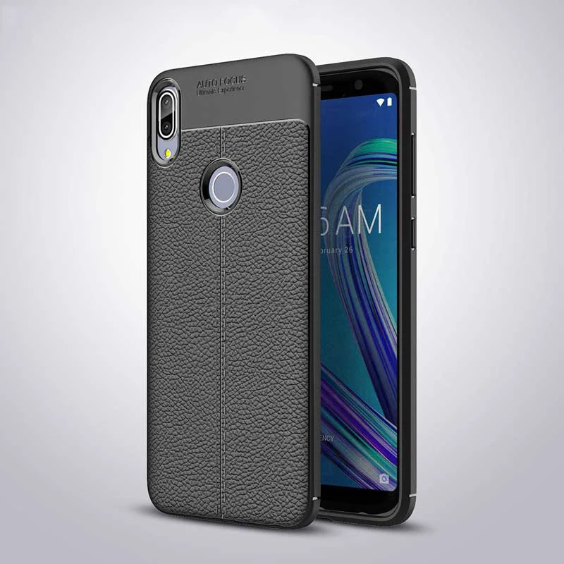 Черный Чехлы для телефонов Asus Zenfone zs630kL Max pro(M2) ZB631KL ZB633KL live(L1) ZA550KL ZB601KL противоударный кожаный текстурный чехол - Цвет: Черный