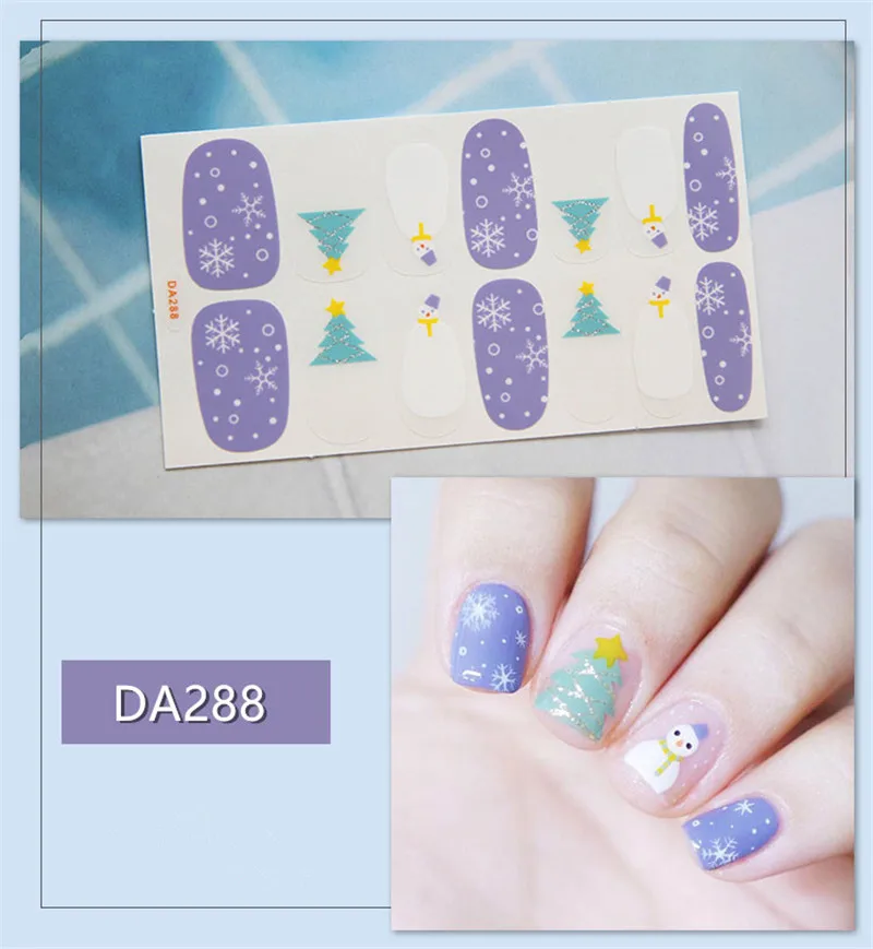 Lamemoria DA286 Рождественский дизайн ногтей наклейки для ногтей полное покрытие ногтей наклейки-Лак DIY самоклеющиеся украшения для ногтей - Цвет: DA288