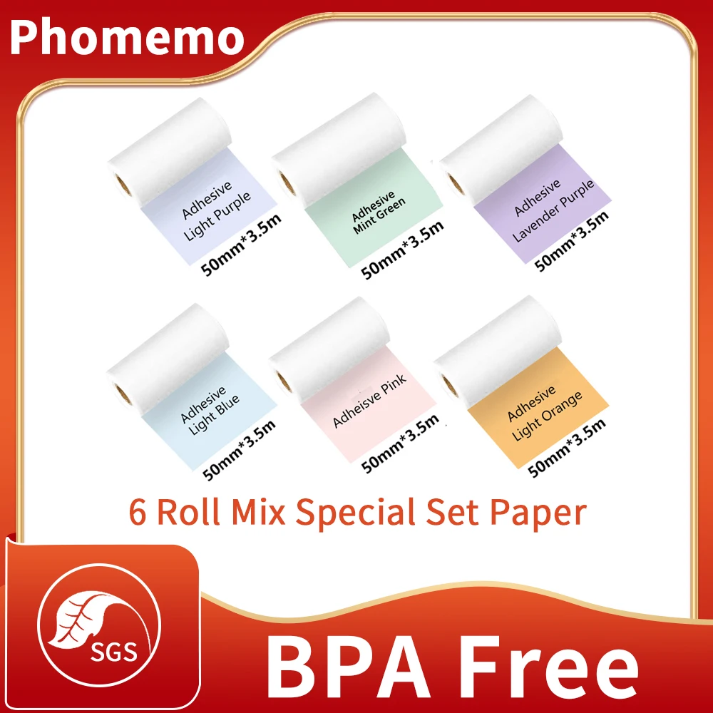Phomemo-M02/M02S/M02Pro 프린터 인화지, 감열식 자체 접착 투명 라벨 없음 접착 용지