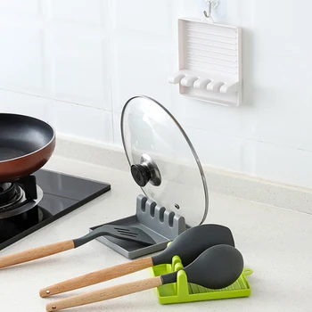 

Strainer Pad Groove Design Spatula Rest Kitchen Accessory 4 Slots Cooking Tools Spoon Holder Pot Lid Rack Storage Shelves