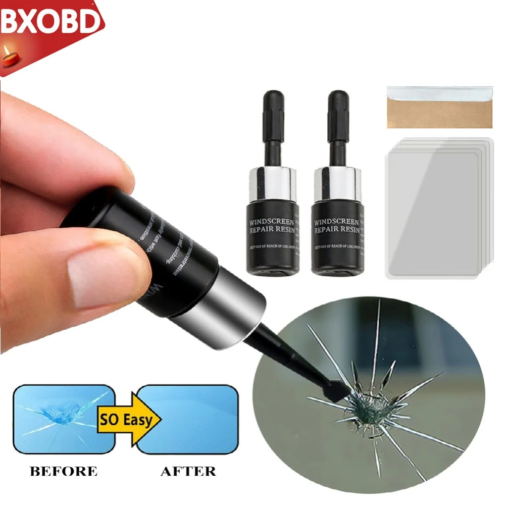 Automotive Glass Repair Fluid Window Broken Glass Repair Tool Set Black