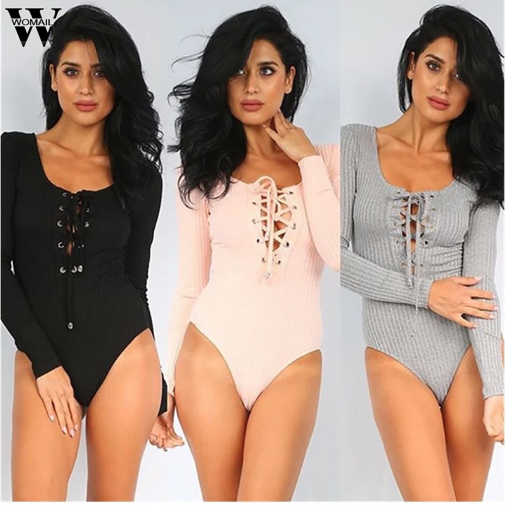 

Womail bodysuit Fashion Women Sexy Autumn Solid long Sleeve Rompers Slim Simple Jumpsuits Ladies Streetwear playsuit 822