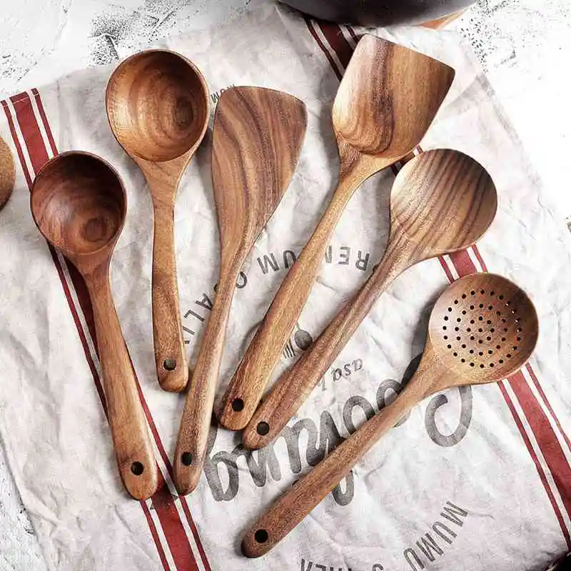 Rice spoon Rice Shovel Rice Scooper Natural Wood Kitchen accessories Wooden Teak Wood Non-stick Cooking tools 