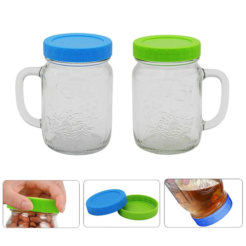 EASY-8Pcs, различные цвета, широкая горлышко, крышки для хранения, крышки для брожения, герметичные Сменные крышки с силиконовым покрытием