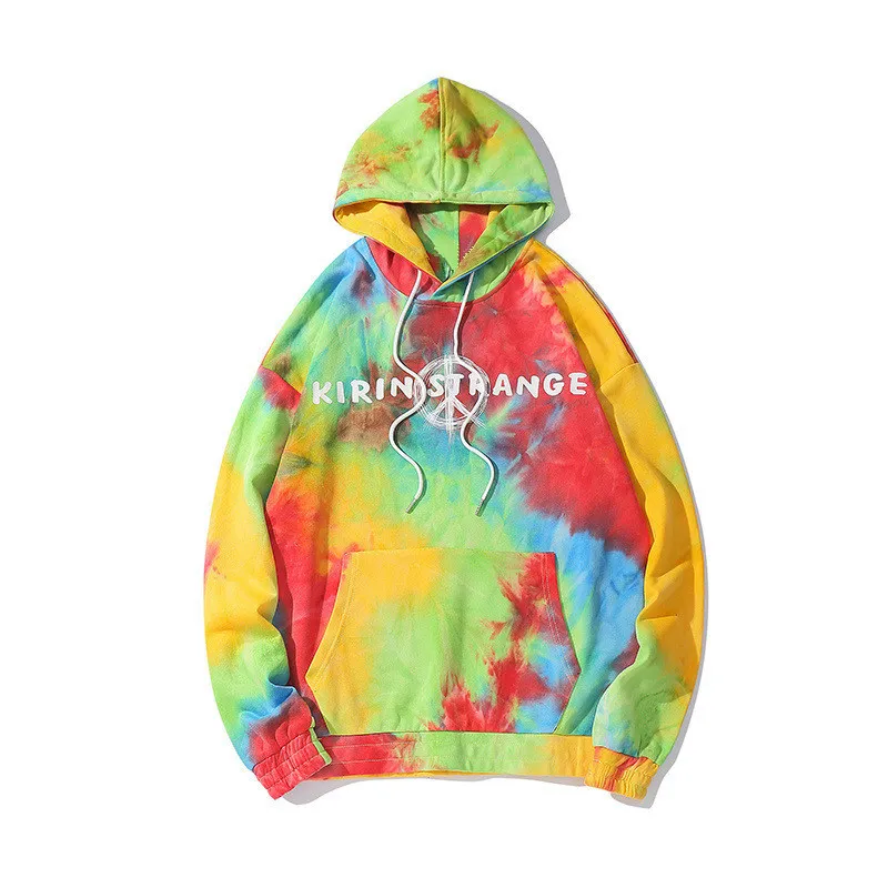 

Men Hip Hop Graffiti Hoodie Sweatshirt Peace Sign Streetwear Harajuku Hoodie Tie Dye Autumn2019 Hooded Pullover Hip Hop Oversize
