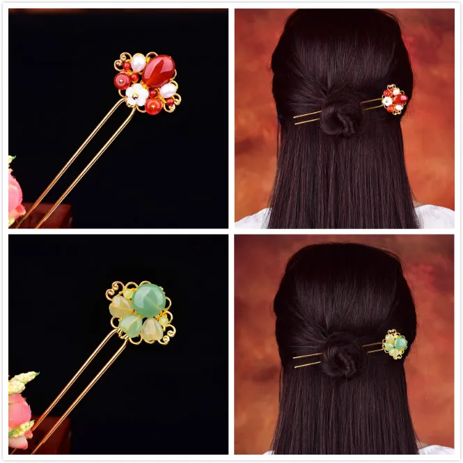 Темпераментная Изысканная Китайская древняя палатка для волос принцессы простые U образные двойные