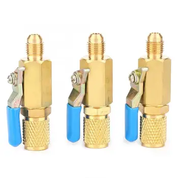 

3 Pcs Switch Valve R12/R134/AR410 Refrigerant Ball Valve Adapter Switch for 1/4SAE Male-Female Ball Valve