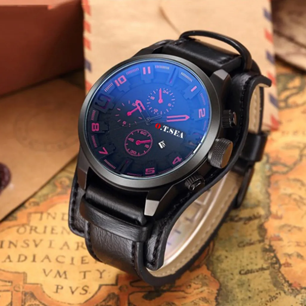 

Business Man Leather Band Wristwatch Luxury Men Watch Male Simple Clock Analog Quartz round Wrist boss men watches 2020