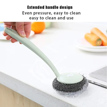 

3 Pcs Scrub Brush Cleaning Dishes Brush Wire Bristles Long Handle for Kitchen Pot Pans MSU88