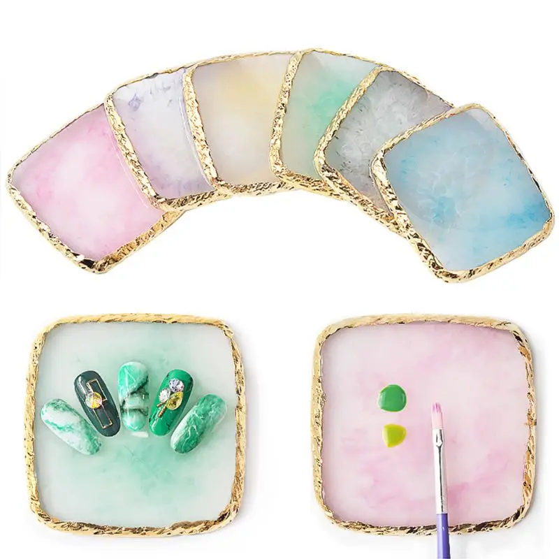 

Square Nail Beauty Palette Resin Agate Piece Nails Art Display Board Photography Props Earrings Jewelry Show Tray