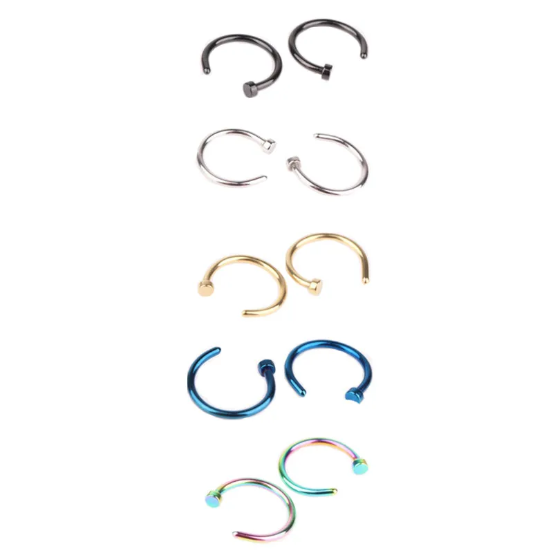 

2 Pcs Fake Piercing Medical Nose Ring Women Nose Piercing Stainless Steel Clip Earring Hoop Lip Ring C Stud Body Jewelry Girls
