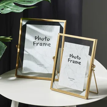 

Nordic Metal Photo Frame Table 6/7 Inches Creative Plant Specimen Picture Frames Simple Glass Photo Frame Decoration Ornament