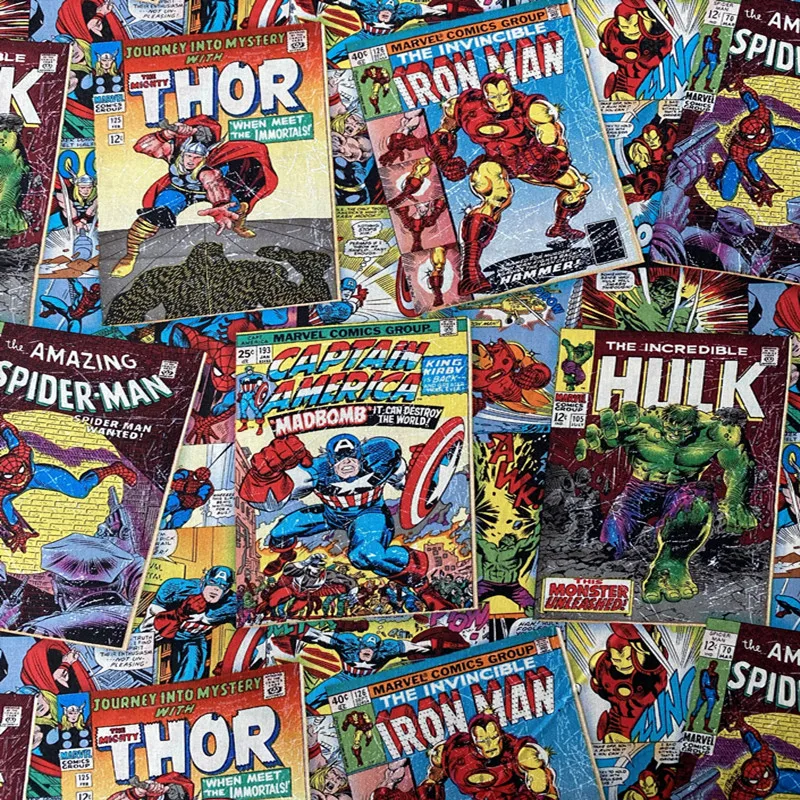 105 см Ширина журналов Marvel супер герой черная хлопковая ткань для мальчиков одежда занавеска домашний текстиль наволочка DIY-BK795