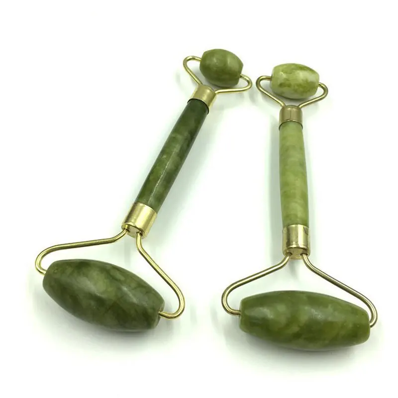 Double Head Green Jade Roller Elliptical Massager Eye Face Neck Facial Massage Slimming Thin Face Beauty Health Care Tools